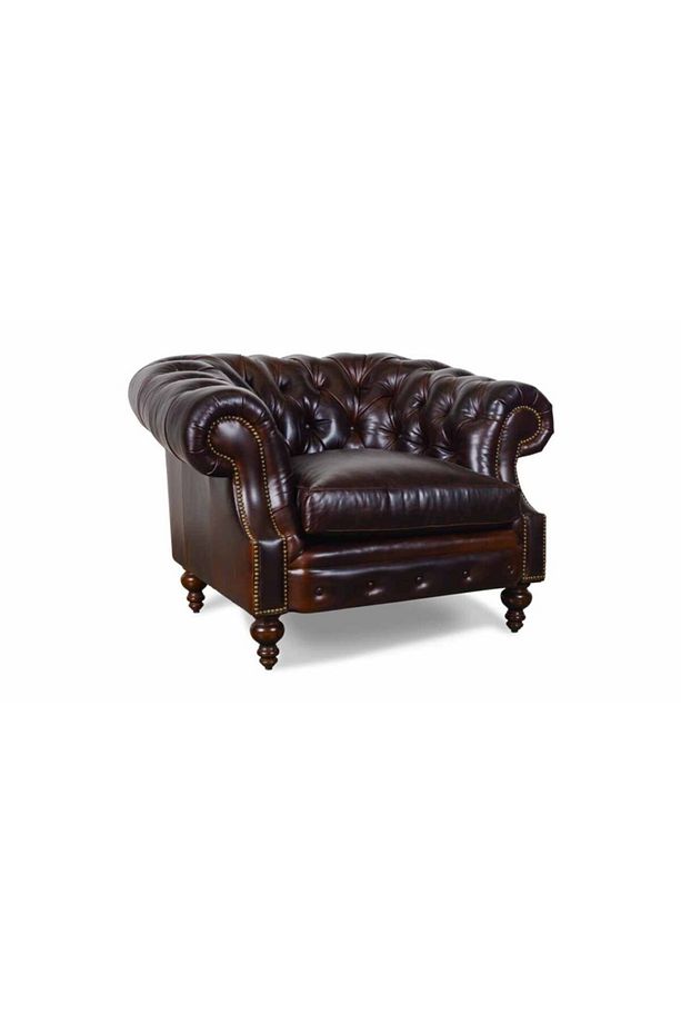 Bitmore Chesterfield Chester Berjer Tekli Koltuk Kahve Suni Deri - 2