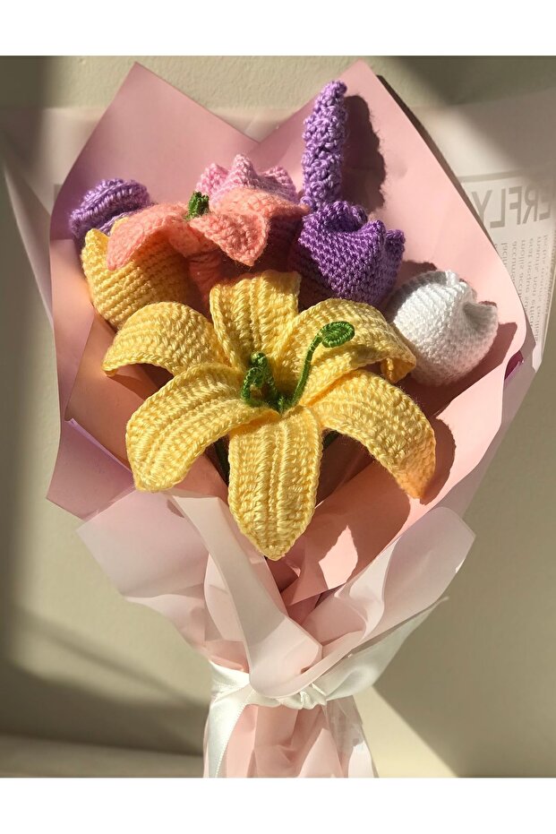 Örgü çiçek buketi - 2