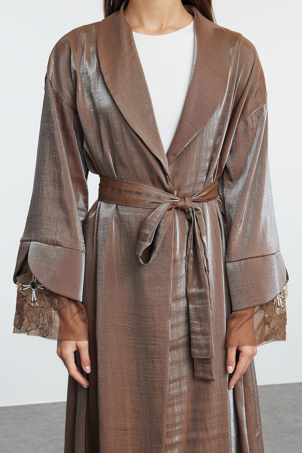 Mankiet z norek - czapka tkana z detalami w kolorze róży, Ferace i Abaya Tctaw25kf00007 - 3