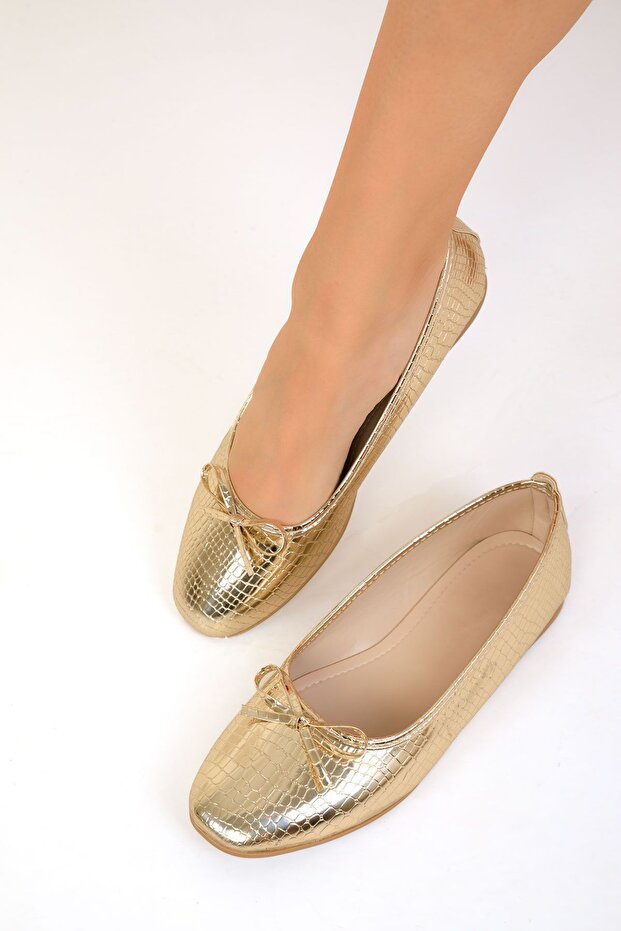 Kígyómintás arany női balerinák – 19456 - 5