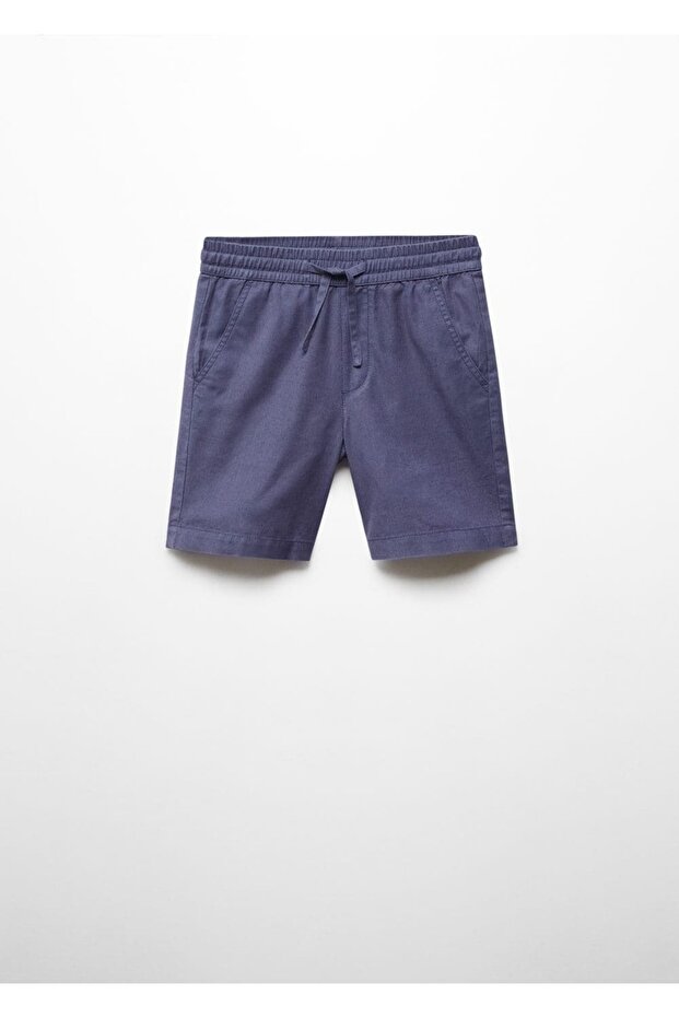 Beli elastik keten bermuda şort - 3