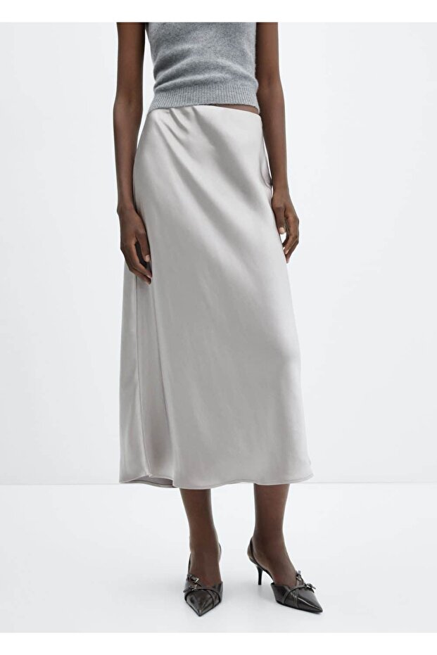 Saten midi etek - 1