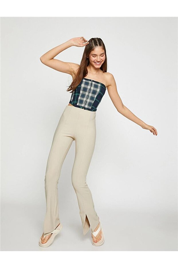 Beige Young Girl Elastane Jersey Trousers - 3sal40008ık 050