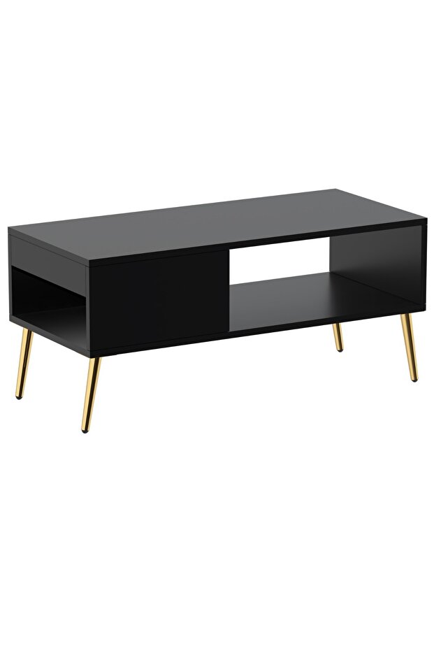 Black Coffee Table – Modern Design, Durable, Space-Saving with Storage for Home & Office