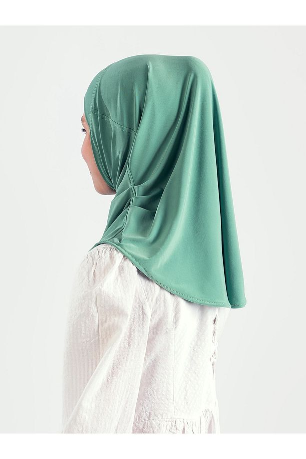 Çocuk Tesettür Tek Parça Hijab-pratik Başörtüsü- Şal-eşarp -yeşil -6-10yaş - 3