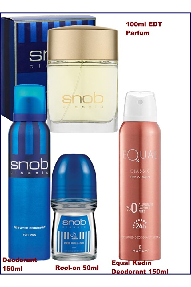 Edt 100ml Parfüm + 150 ml Deodorant + 50 Ml Rool-on + Equal Kadın Deodorant 150ml - 1