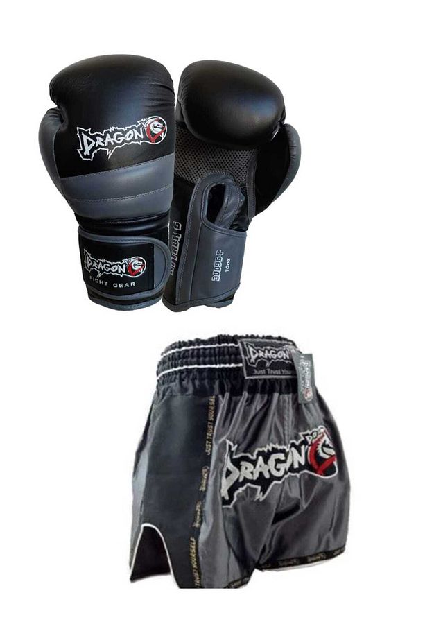 Attack Boks Eldiveni 10 Oz, Retro Şort 2 li Set Kick Boks Muay Thai Set , Boks Seti - 1