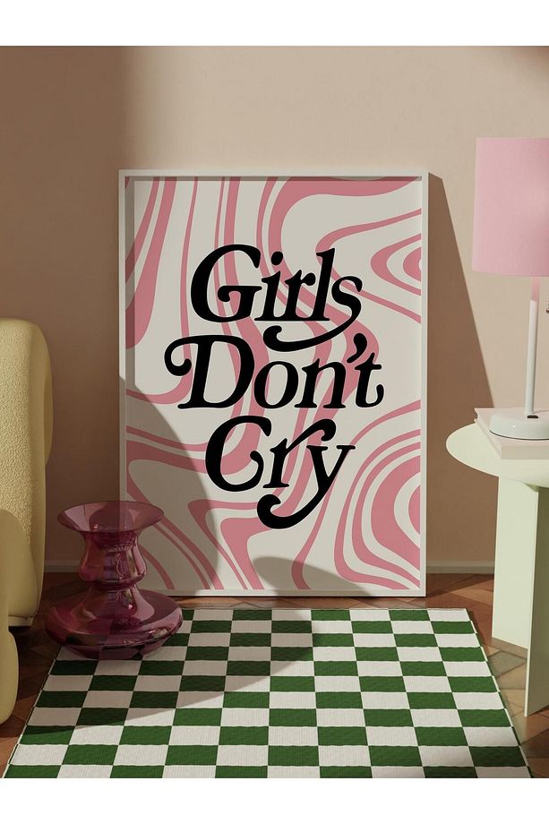 Pembe Tablo Seti, 3 Adet Beyaz Çerçeve ve Poster - Yatak Odası Dekoru, Mutfak, Salon Duvar Dekoru - 4