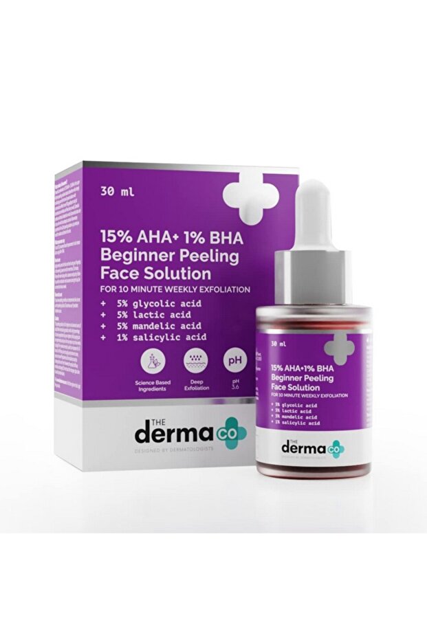 15% AHA + 1% BHA Beginner Face Peeling Solution for 10-Minute Weekly Exfoliation - 30ml