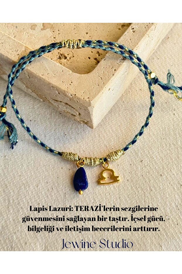 Libra Symbol and Libra Special Lapis Lazuli Natural Stone Rope Bracelet