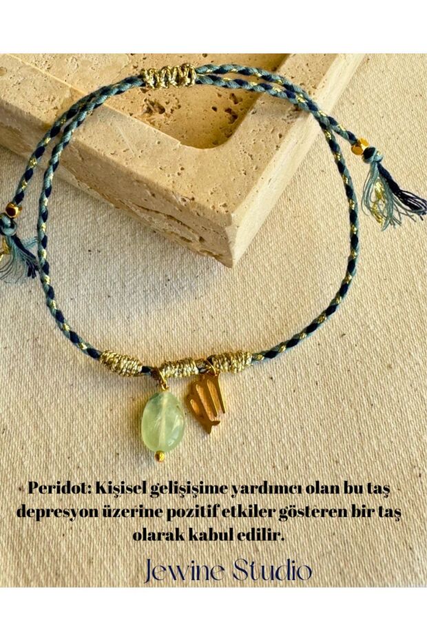 Virgo Zodiac Symbol and Virgo-themed Perisol Natural Embellished Cord Bracelet