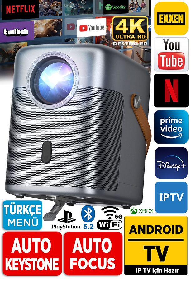 H300a Android Tv 4k Destekli Projeksiyon Cihazı Auto Focus Auto Keystone 6gwi-fi 5.2bluetooth - 1