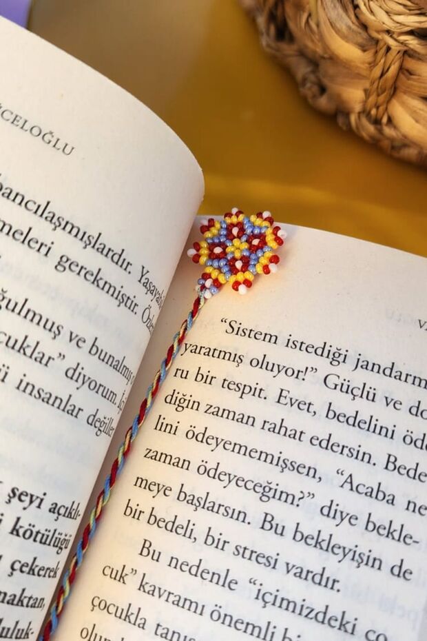 Flower Patterned Handmade Bookmark - 5