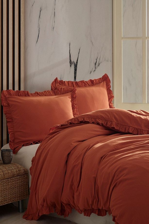 Hermes %100 Pamuklu Fırfırlı Tek Kişilik Nevresim Takımı 160*220 Hrmstkt - 1