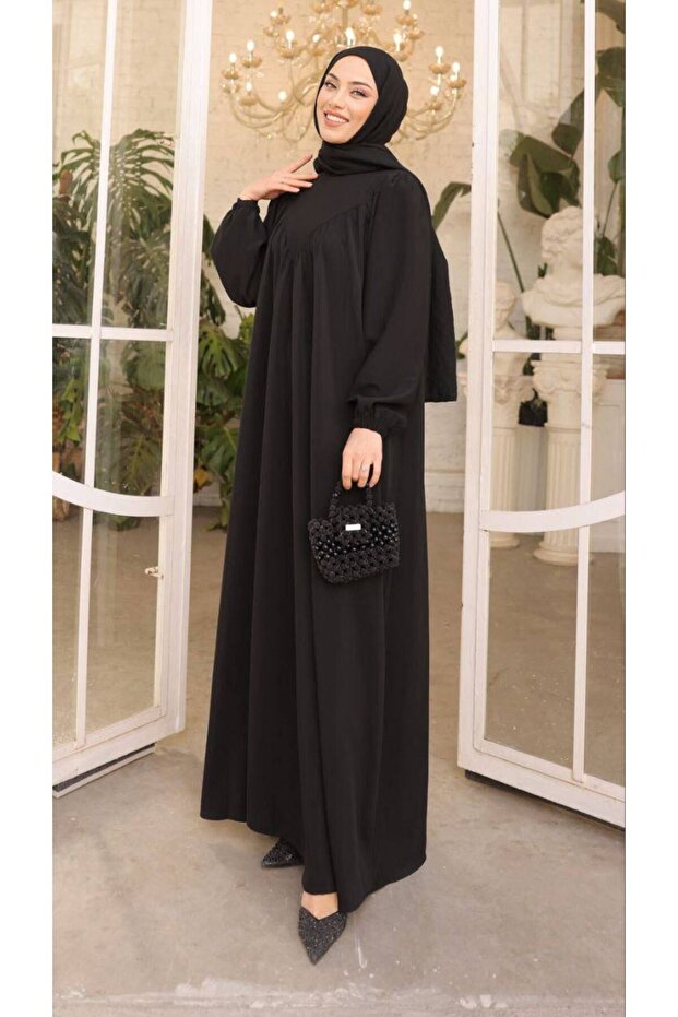 Hijab V Gather Detailed Women's Dress