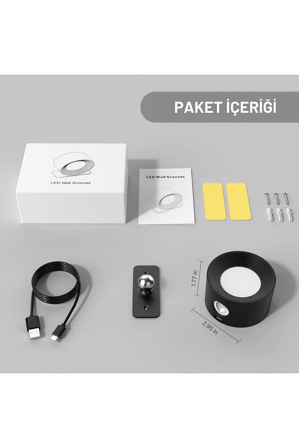 Çok Renkli Uzaktan Kumandalı Şarjlı Duvar Aplik Led Gece Lambası, 360° Dönebilir | ByLamp - 8