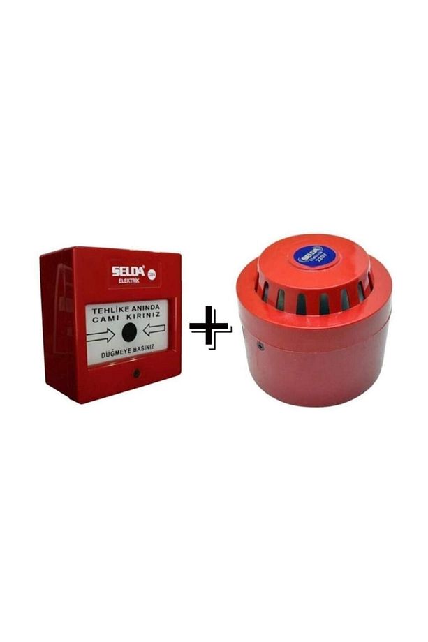 Yangın Alarm Ihbar Ikaz Sireni Ve Butonu 2'li Set - 3