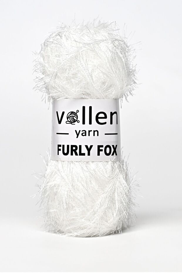 Furly Fox Hand Knitting Yarn Cardigan Sweater Yarn, Furry Yarn, Plush Yarn, Bearded Yarn, Blanket Yarn, Mat Yarn, White