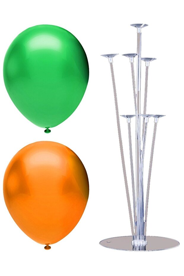 7 Stick Balloon Stand 100 Balloons Orange Dark Green