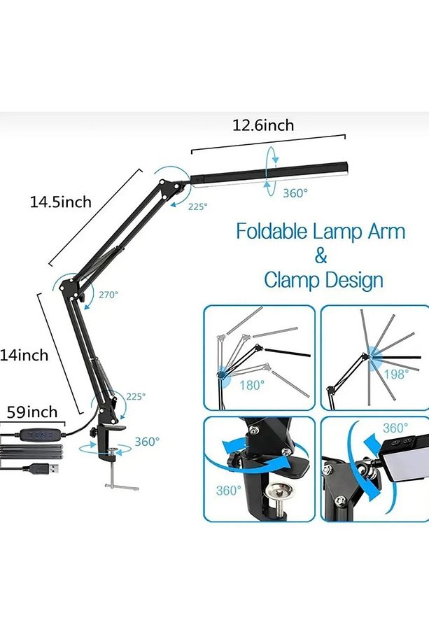 Ayarlanabilir Katlanabilir Çalışma Okuma Masa Lambası Led Akrobatik - 7
