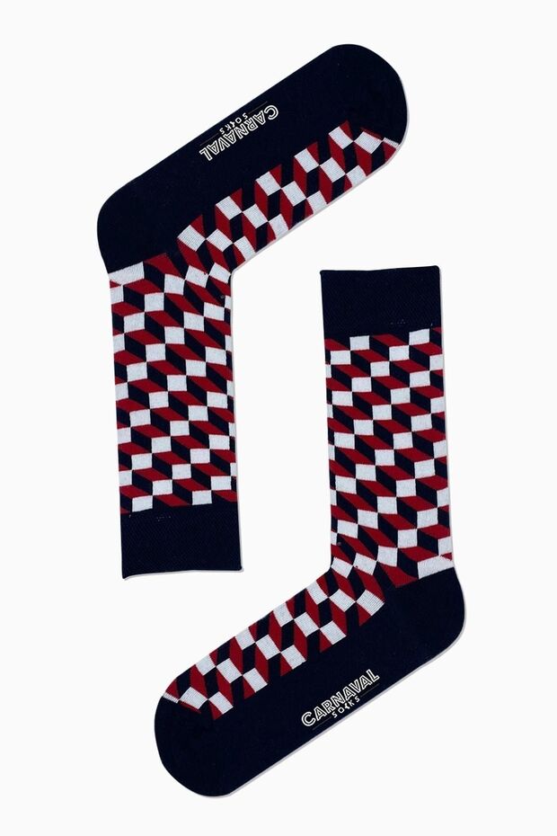 patterned Colorful Cube ChecKered SocKs - 1