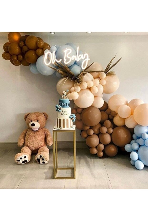 Retro Storm Blue Caramel Milk Coffee Balloon Set 100 Pieces