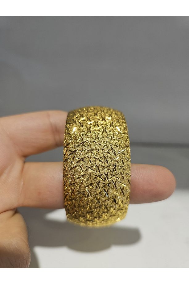 22 Ayar Altın Kaplama Çaprazlı Cam Kırığı Model Bilezik 3 Cm Eninde A Kalite - 1