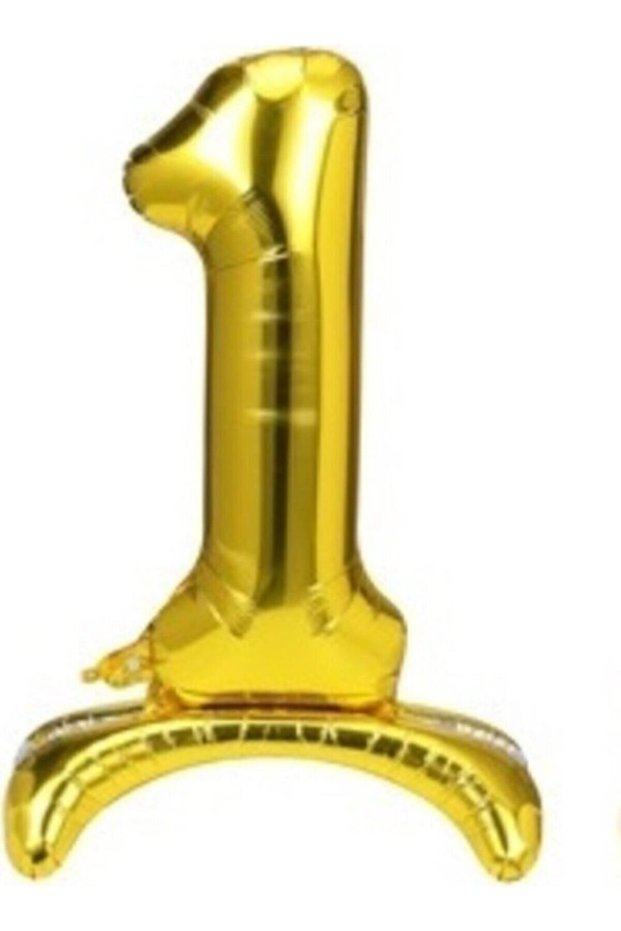Bal10 1 Year Old Gold Colored Foil Balloon with Feet Number 32 Inch 80 cm