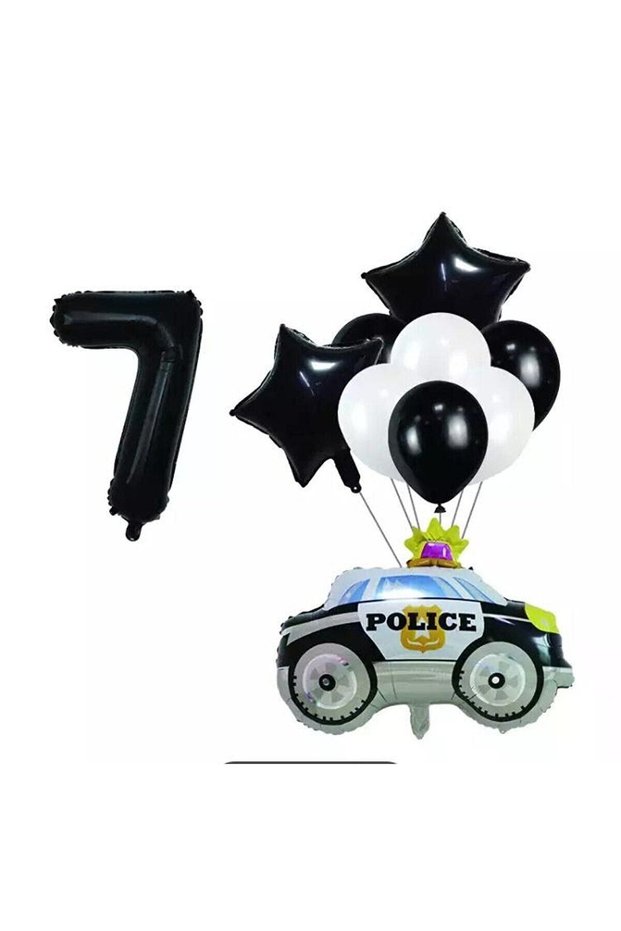 Bal10 Police (Police Car) Foil Balloon Set Age 7