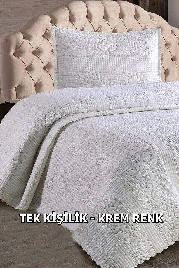 Günlük Tek Kişilik Yatak Örtüsü, Çeyizlik Tek Kişilik Kapitone Yatak Örtüsü Bedspread - 1