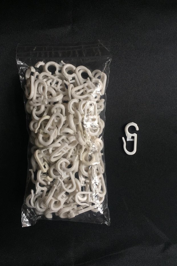 Rustic Curtain, Ring Clip, White Color-100 Pieces
