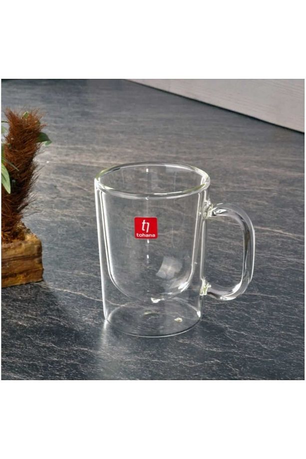 Tohana Çift Cidarlı 2'li Cam Kahve Fincanı - Şeffaf - 80ml - 2