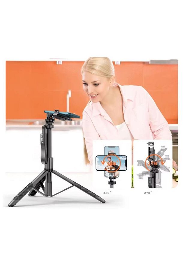 Selfie Stick 360 Derece Bluetooth Kumandalı Selfie Çubuğu Tripod Monopod Max 1530 mm Min 336 mm - 3