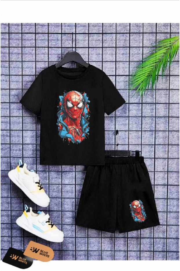 Children's''Painted Tiger'' Printed Shorts-T-Shirt Set