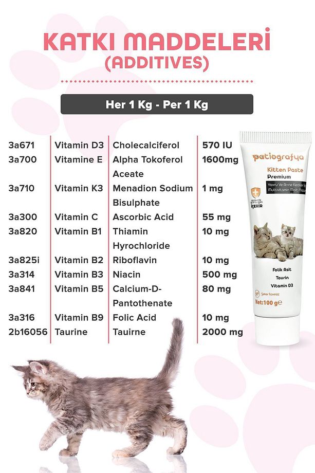 Hamile Anne Ve Yavru Kedi Için Taurin Ve Folik Asit Destekli Multivitamin Macun Kitten Paste Vitamin - 4