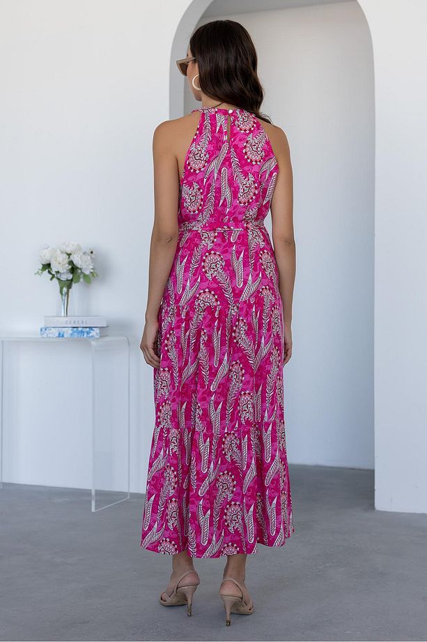 Etnik Desenli Maxi Boy Elbise - 4