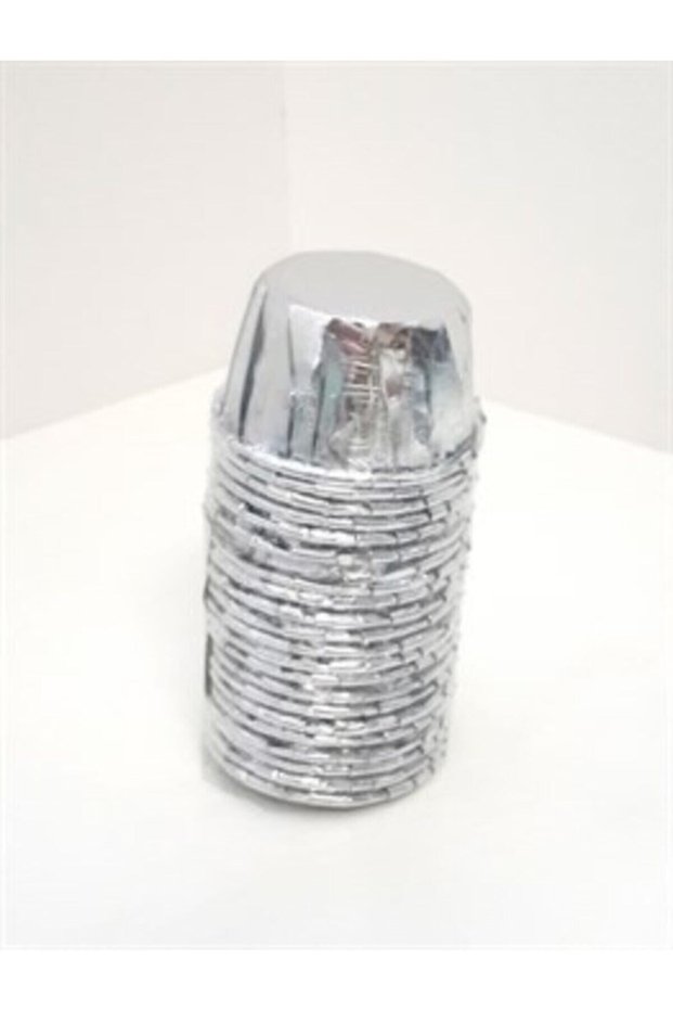 Paper Muffin Cake and Souffle Capsule Metallic Silver 25' Muffin Paper Gray