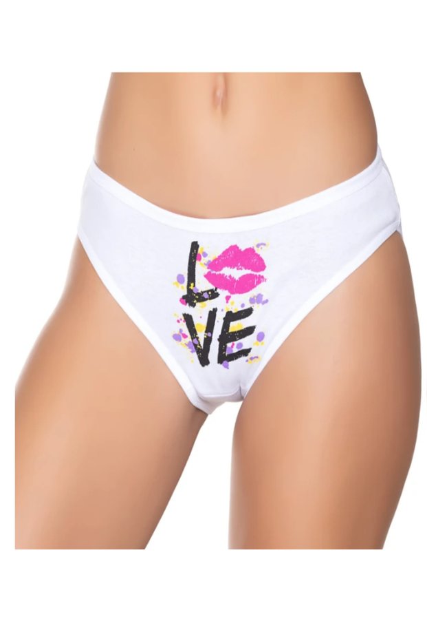 Women's Ribbed Thin Waist Printed Bikini Panties 6-Pack
