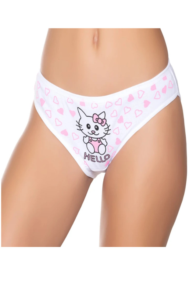 Women's Ribbed Slim Waist Pastel Printed Bikini Panties 6-Pack