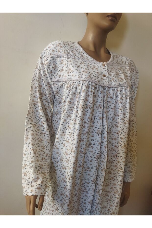 Baskıllı Kışlık Gecelik-Elbise - 4