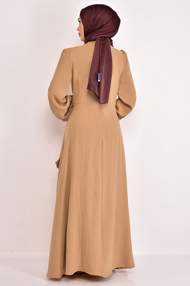 Taş Detay Elbise Camel ASM2507 - 6