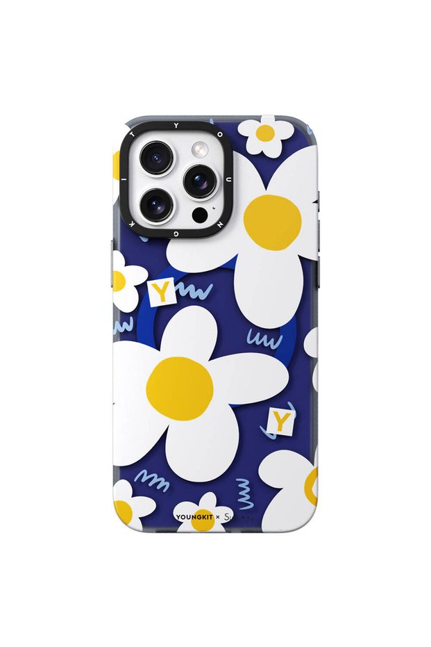حافظة متوافقة مع هاتف iPhone 15 Pro Max مع ميزة Magsafe Sunshine Design Youngkit Spring Breeze Series باللون الأبيض