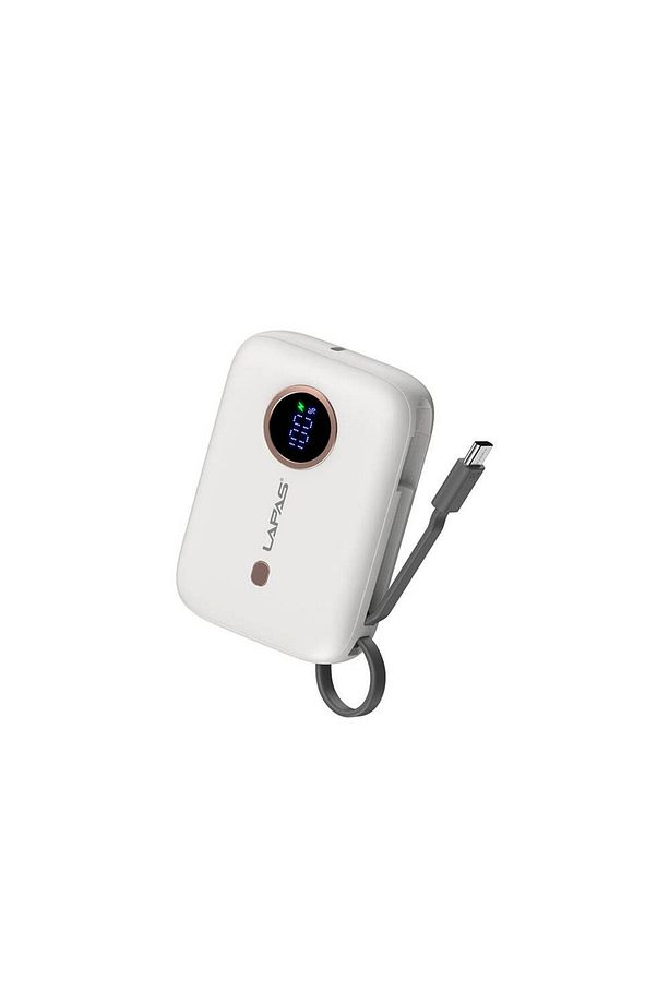 Taşınabilir Powerbank 10.000mAh Lapas LP-PW001 Dijital LED Göstergeli Type-C Kablolu Beyaz - 2
