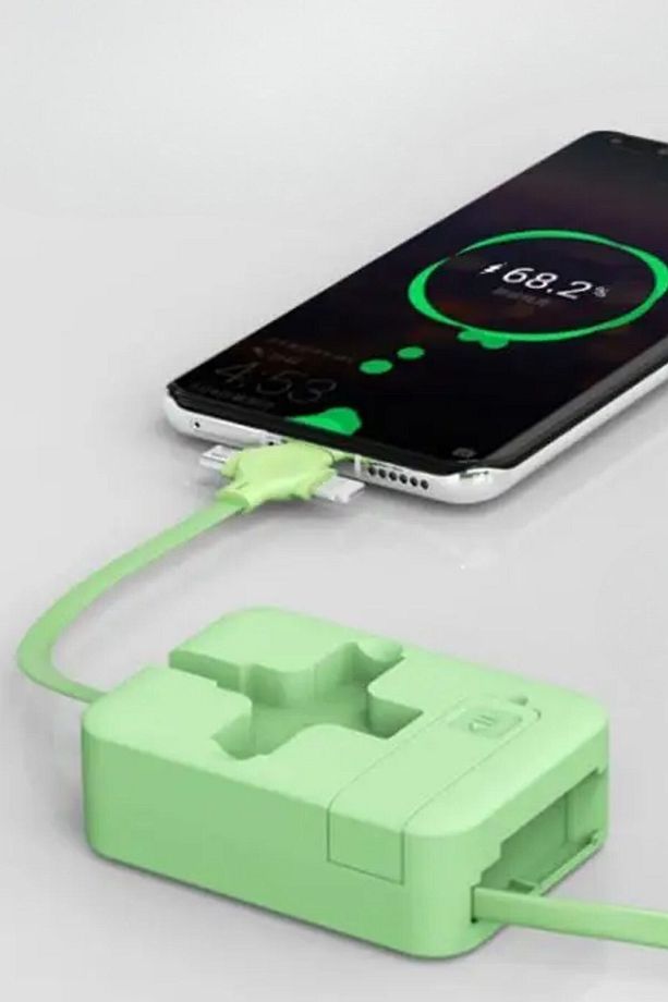 ® Cep Tipi Telefon Tutuculu Makaralı Uzayıp Kısalabilen 3'ü 1 Arada USB Şarj Kablosu - 2