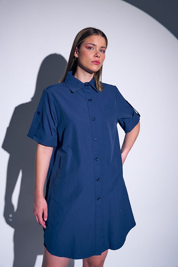 Kısa Kollu Uzun Basic Gömlek - 4