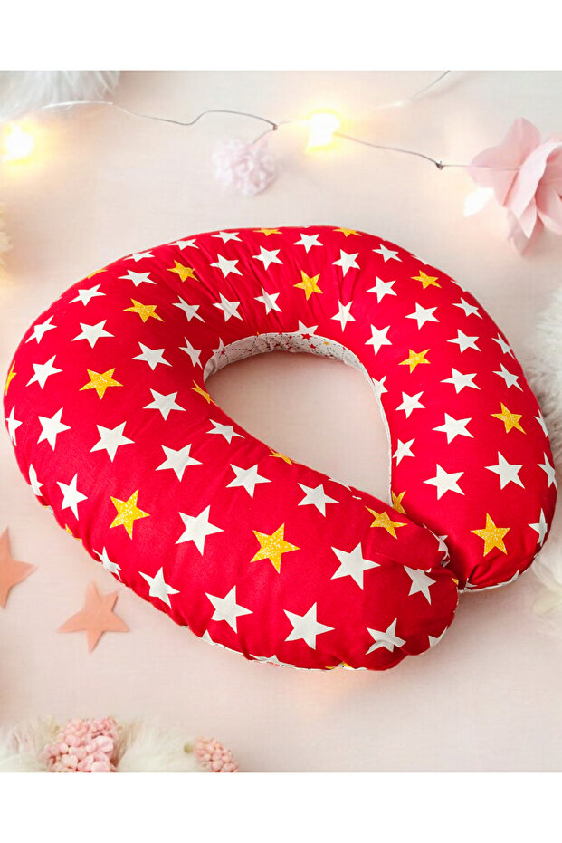 Deluxe Yellow Red Breastfeeding and Sitting Pillow