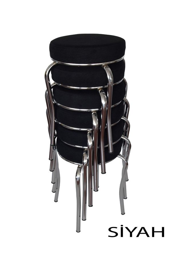 Tabure (6 ADET) (MONTELİ GÖNDERİM) Krom Ayaklı, Taytüyü Kumaş, Metal Ahtapot - 1