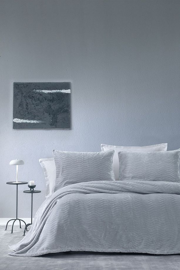 Dazel Çift Kişilik Battaniye Yatak Örtüsü Seti 240x225 Cm - Gri - 1