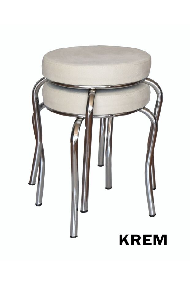 Tabure (2 ADET) (MONTELİ GÖNDERİM) Krom Ayaklı, Taytüyü Kumaş, Metal Ahtapot - 1