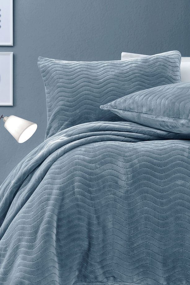 Dazel Çift Kişilik Battaniye Yatak Örtüsü Seti 240x225 Cm - Indigo - 2